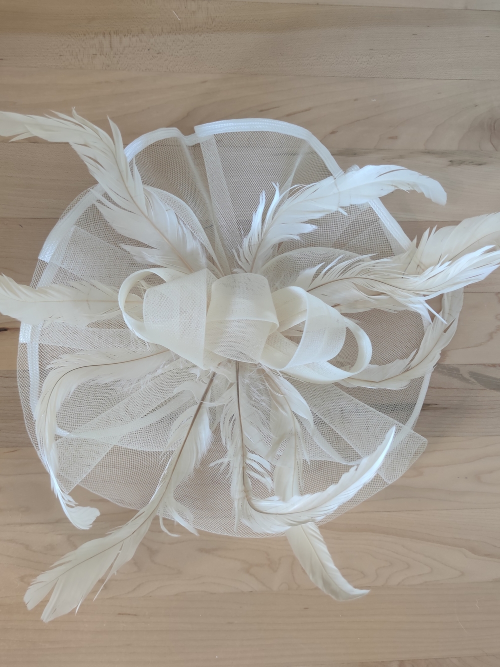 Ivory Feather Mesh Fascinator Headpiece